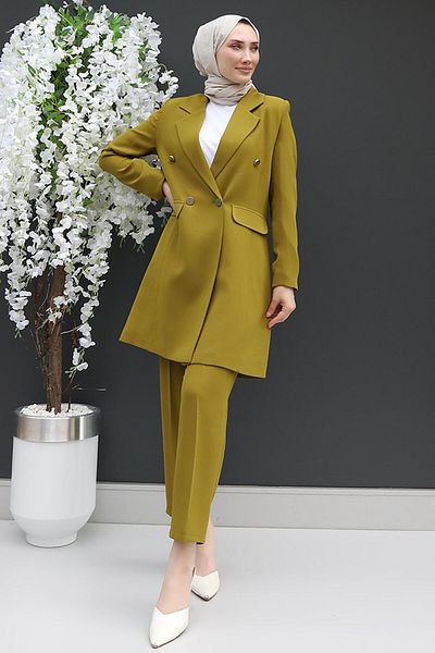 GİZ AGİYİM Σετ μπουφάν Oil Green Blazer