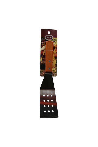Mu Art Ahşap Wooden Handle Slanted - Perforated Kitchen Spatula (5175)