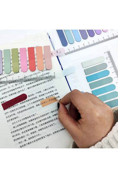 NaSaDAN Pastel Tones 1200 Sheets Oval Transparent Ruled Postit Note Paper Set 6 Pieces