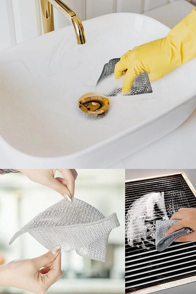 Hanedanev Practical Wire Dishcloth - Double Layer, Stainless and Magic Cleaning, 1 Pc