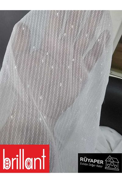 Brillant Rüyaper Trendy Product Suitable for All Rooms Non-Wrinkle Tight Pleat Dot Detailed Fish Back Tulle Curtain