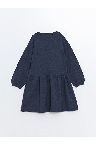 LC Waikiki LCW ECO İndigo Bisiklet Yaka Kız Çocuk Elbise