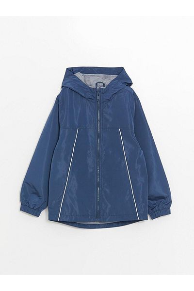 LC Waikiki Light Navy Blue Hooded Reflective Detailed Boy's Coat