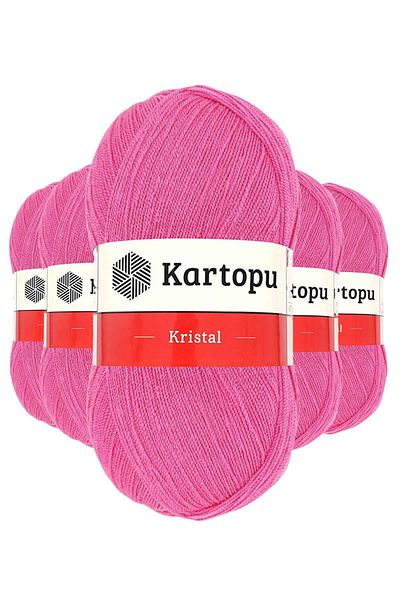 Mu Art 5 Pieces Crystal Double Layer Hand Knitted Washcloth String Candy Pink K772