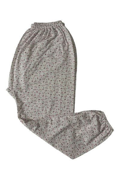 Pi Giyim Women's Winter Mother Patterned Long Elastic Waist Combed Cotton Sleepwear Ankle Elastic