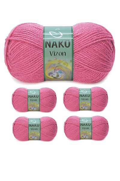NAKO 5 τεμάχια Mink Premium Ακρυλικό Πλεκτό Μαλλί Χέρι Χρώμα Νο: 180 Dry Rose