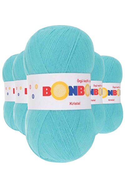 BONBON 5 bucăți ață de fire de croșetat manual din cristal, turcoaz 98238
