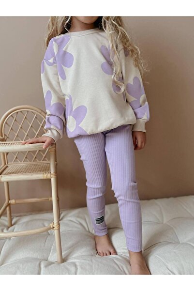hira kids collection ÇİÇEK BASKILI KIZ ÇOCUK TAYTLI ALT ÜST TAKIM