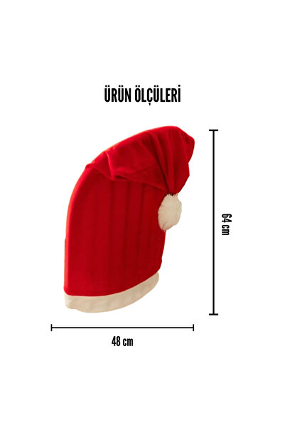 MOJE MORE 4'lü Noel Baba Şapkası Sandalye Kılıfı, Yılbaşı Kırmızı Sandalye Örtüsü