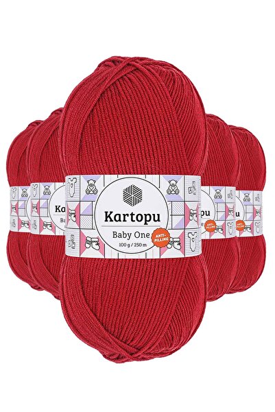 Mestore 5 قطع من خيوط صوف الحياكة اليدوية المقاومة للبيلينغ باللون الأحمر K125