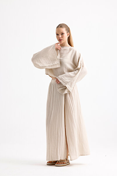 Mavera Otantik Müslin Çan Kol Bluz