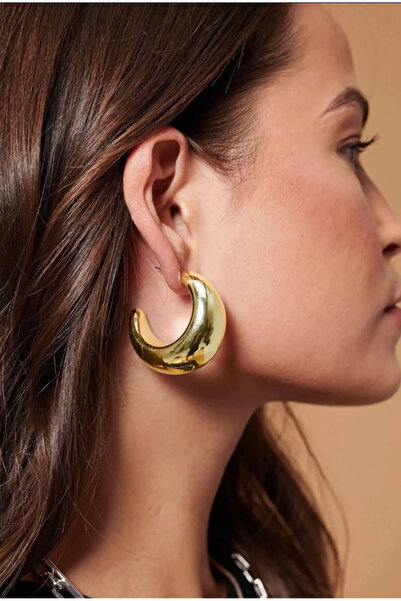 MioArt Kadın Bombeli Trend Ay Küpe