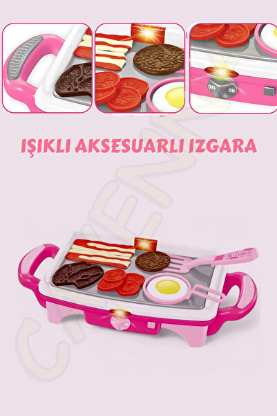 cayenna 12 Parça Aksesuarlı Pilli Işıklı Teppanyaki Izgara Ocak Seti-Evcilik ...