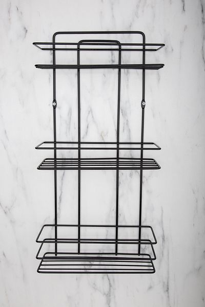 Aktel Banyo Organizator pentru baie cu 3 niveluri - metal termo, plastic, suport pentru șampon, raft de duș negru inoxidabil