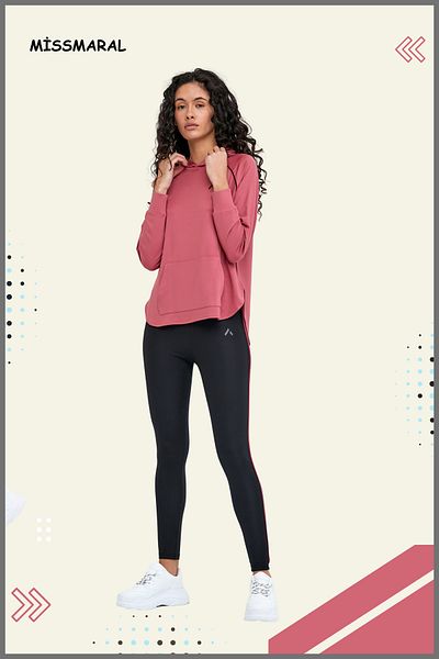 missmaral Set Trening Damă Diver Fabric Sport și Casual Dusty Rose Hoodie 13060