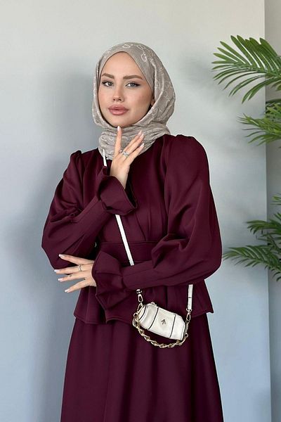 HAZA MODA Plum Isabel Skirt Suit Set