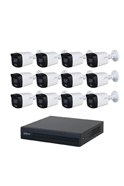 DAHUA 12 Kameralı 40 Metre Renkli Gece Görüşlü Fullhd Dahili Mikrofonlu Kamera Seti