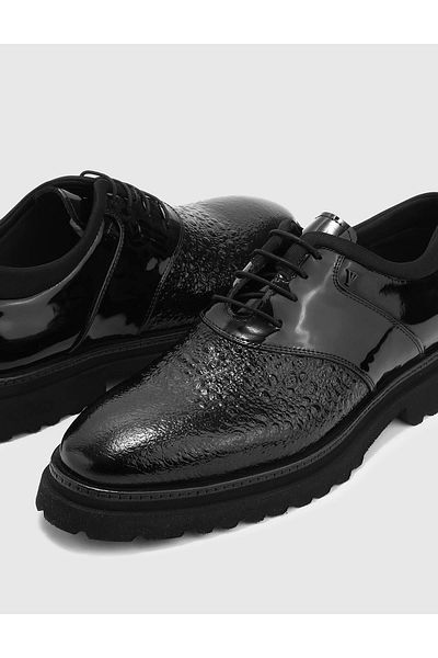 İLVİ Luiz Genuine Patent Leather Men's Black Oxford Shoes