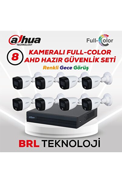 DAHUA 8 Kameralı Renkli Gece Görüşlü Full Hd Güvenlik Kamera Seti