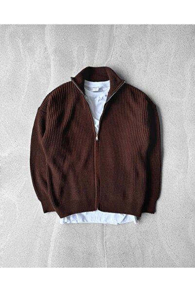 viperkombin Fermuarlı Triko Kazak Örme Oversize