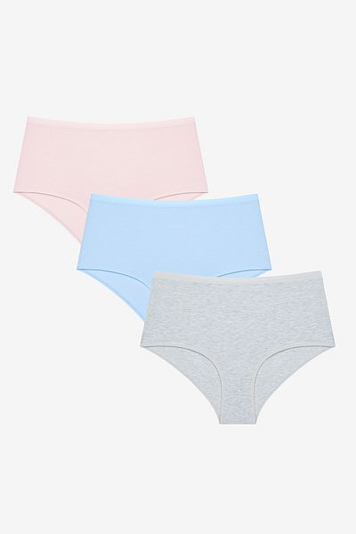 Penti Soft Pastel 3-teiliges, mehrfarbiges Slip-Höschen mit hoher Taille