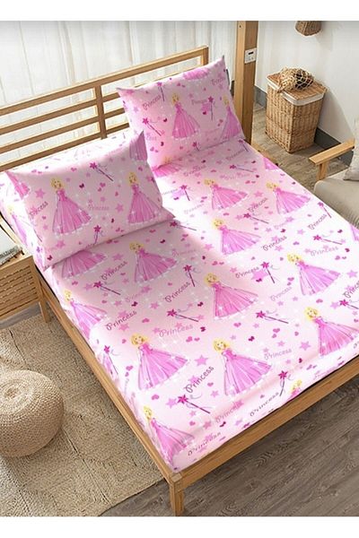 MORRİVAL Single Person Princess 120X200 Elastic Sheet Set, Pillow Case + Elastic Sheet 120X200