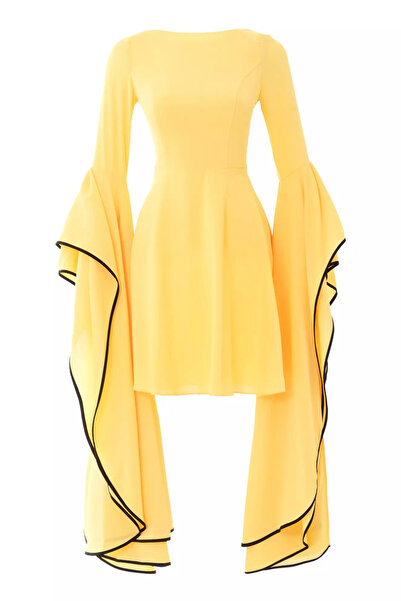 Keikei Sarı felisha uzun kol kısa elbise
