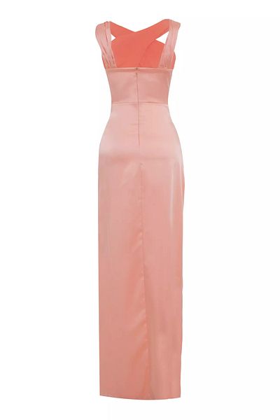 Keikei Satin Patterned Sleeveless Long Dress