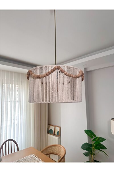 KorFam MAKROME EL YAPIMI BOHEM SİLİNDİR BONCUKLU RUSTİK AVİZE