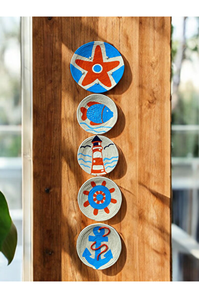 Alacati Still Lighthouse Wicker Wall Plate Set