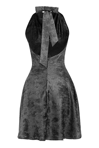 Keikei Gümüş örme kolsuz kısa elbise