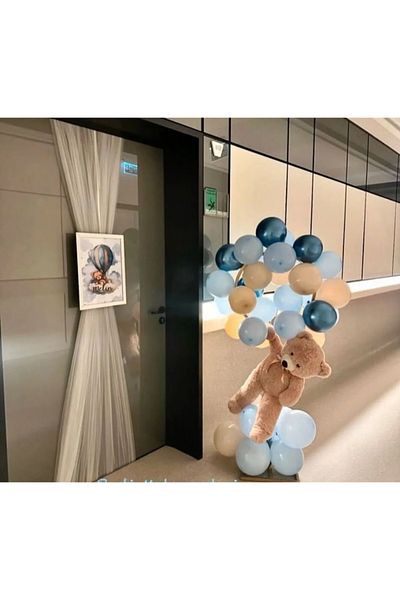 ATAKENT PARTİ Baby Boy Children's Hospital Room Decoration Set Blue Chrome Cream and Macaron Blue Set of 25