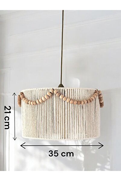 KorFam MAKROME EL YAPIMI BOHEM SİLİNDİR BONCUKLU RUSTİK AVİZE