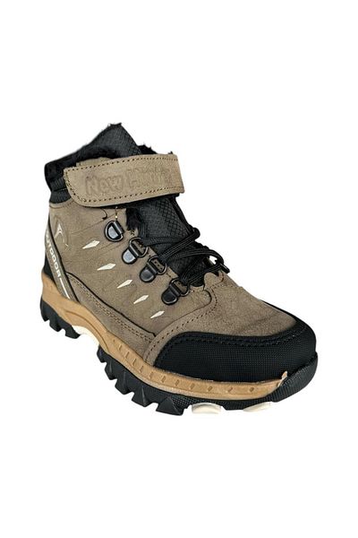 Liger Velcro Zippered Wool Inner Cold Proof Outdoor Daily Παιδικές Μπότες MINK - ΜΑΥΡΟ