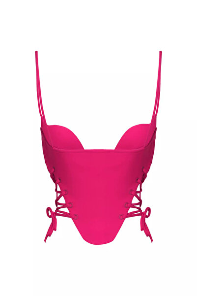 Keikei Fuşya krep crop top