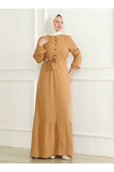 ZENANE Hijab Dress - Camel - ZENANE