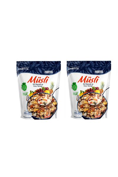 Harras 200 Gr X 2 Pieces of Muesli with Plenty of Fruits and Dried Nuts