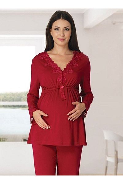 by İGP Maternity Long Sleeve Waist Adjustable Pajama Set