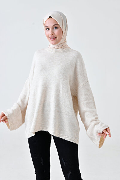 WOMAN VISION Women's Off Shoulder Spanish Sleeve Crew Neck Long Sleeve Beige ...