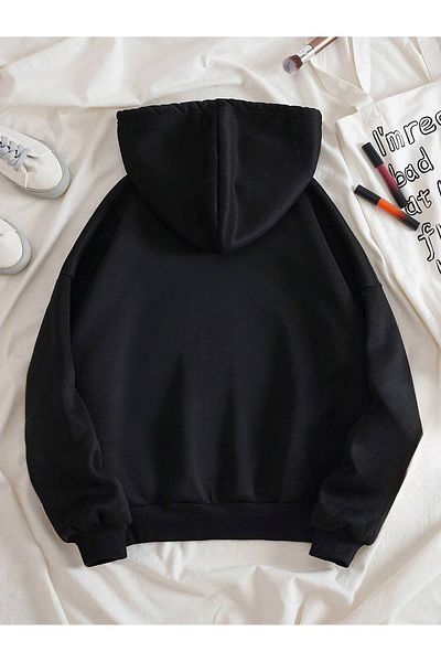 modaberry Hanorac cu picior de păianjen Cardigan cu fermoar - Hanorac de iarnă cu buzunar supradimensionat cu imprimeu negru