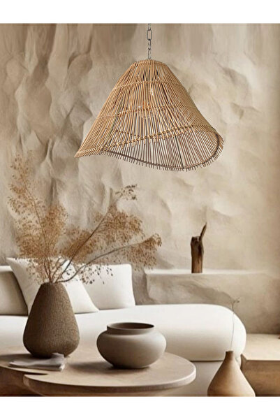 Turkish Belkıs Rattan Rattan Bambu Hasır Makrome Sarkıt Avize Zincirli Metal ...