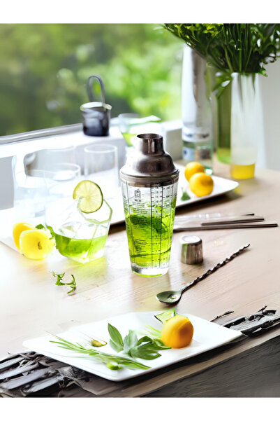 Biradlı Cam Kokteyl Shaker, 450 cl ' 4 Farklı Kokteyl Tarifli'