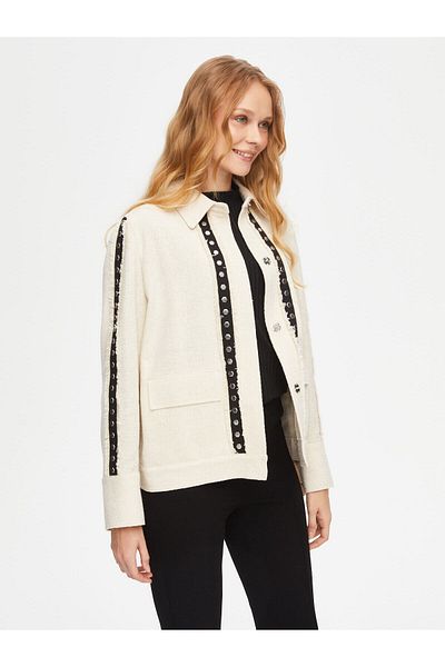 Faik Sönmez Tweed Jacket with Trok and Stripe Detail 69174