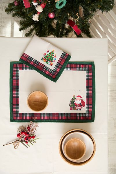 AYSHOME Ays Home Snowman Pine Tree Patterned American Serving Set (2 Pcs)