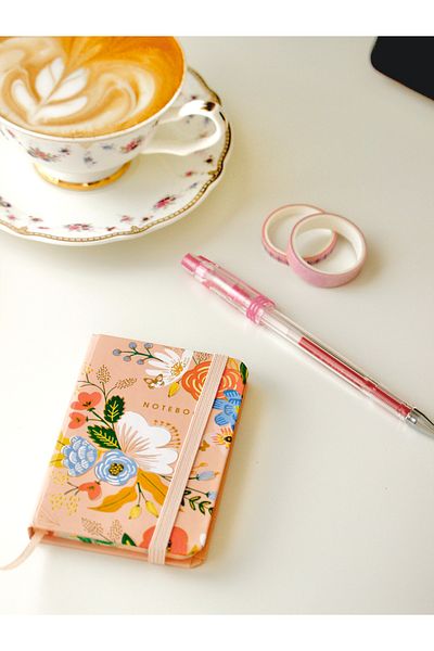 Nova Crafts Salmon Color Floral and Gilt Micro Notepad