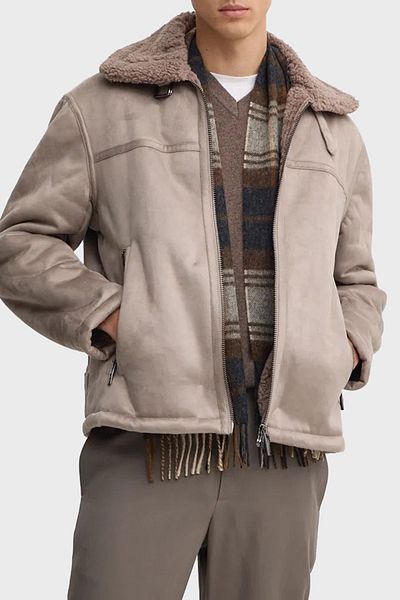 Armani Exchange Men's Suede Logo Mono Collar Coat - Regular Fit Coat 6Dzb03 Ze1Fz 17Ac