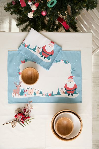 AYSHOME Set de servicii american cu model Ays Home Blue Snowman (2 bucăți)