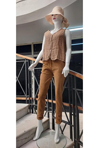 Bohem Stil İtalyan İnce Fitilli Kadife Likralı Kemerli Skiny Pantolon