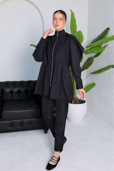Melike Tatar BLACK Zipper Detailed Suit 32-2038