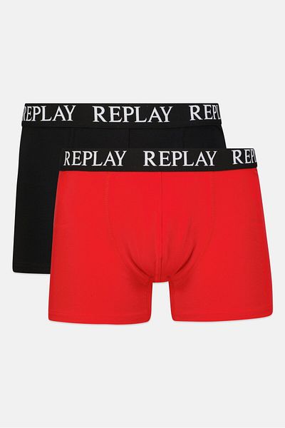 Replay Men 2 Pack Brand Logo Trunks, Red